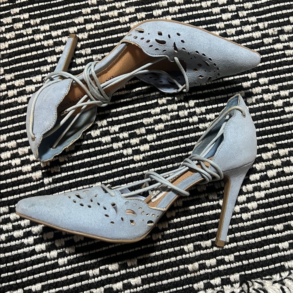 Christian siriano light blue pumps lace up - Picture 6 of 6